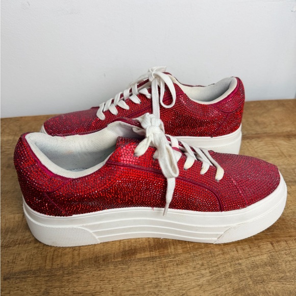 Jessica Simpson Red Sparkle Sneakers - Picture 2 of 7